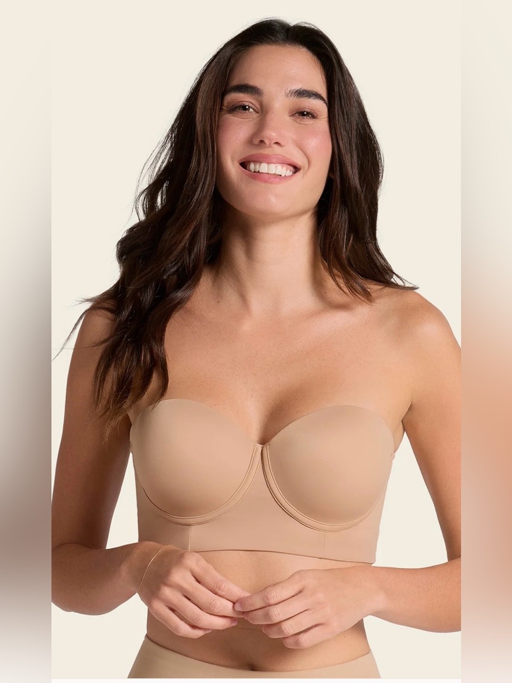 NWT Leonisa 34D Bra 360 Convertible Strapless Longline Contouring Bra Nude Bra